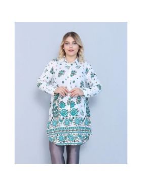 Cămașă damă cu model floral turquoise Engros