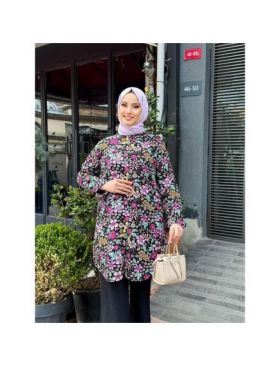 Cămașă damă cu model floricele mov Engros