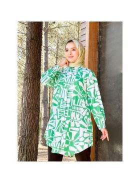 Cămașă damă, model alb-verde Engros
