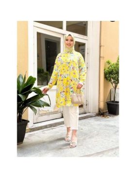 Cămasă damă cu model floral galben Engros
