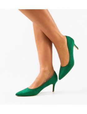 Pantofi cu toc dama Engros, model Divi, verde