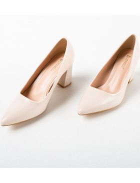 Pantofi cu toc dama Engros, model Gemma, crem
