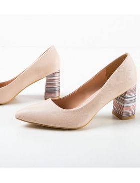 Pantofi cu toc dama Engros, model Jessy, crem