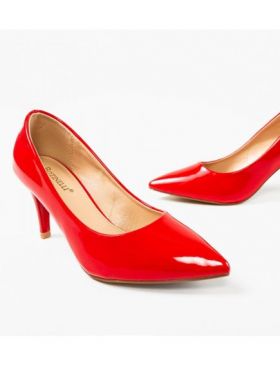 Pantofi cu toc dama Engros, model Plevny, rosu