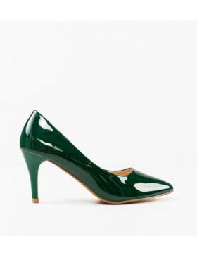 Pantofi cu toc dama Engros, model Plevny, verde