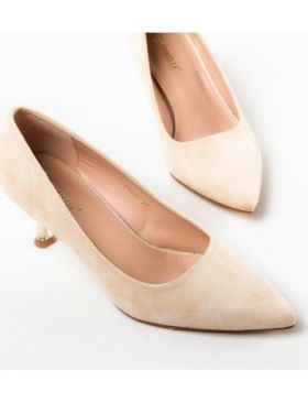 Pantofi cu toc dama Engros, model Trois, crem