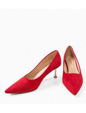 Pantofi cu toc dama Engros, model Trois, rosu