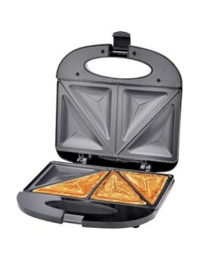 Sandwich Maker Mccarron 750 W, Negru cu 4 Compartimente Triunghiulare, Placi Antiadezive HY-803, ENGROS