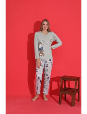 Pijama dama bumbac, pantaloni lungi Engros