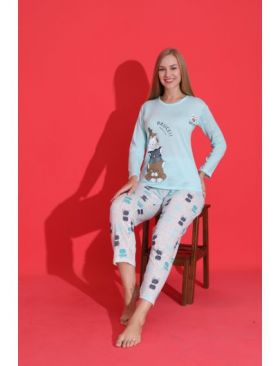 Pijama dama bumbac, pantaloni lungi Engros