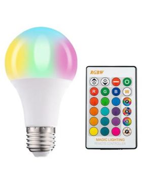 Bec LED RGB cu Telecomanda, Lumina Reglabila, 10 W, 16 Culori, 4 Tipuri de Jocuri de Lumini, Engros