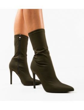 Botine cu toc Engros, model Broome, kaki