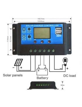 Controler panou solar 12/24V 10A mini dual USB