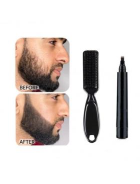 Pachet cu Perie de Barba Fade si Creion de Contur, pentru Barba si Mustata,Umplere Goluri, Negru