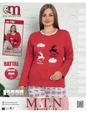 Pijama Dama Craciun Bumbac Vatuit Marimi Mari Engros