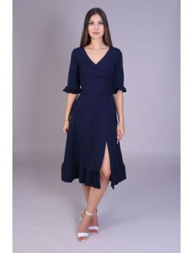 Rochie ARINA bleumarin cu volanase