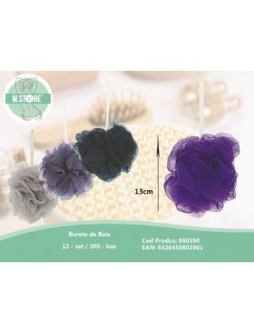 Burete de baie, puf, din plasa, diverse culori, 13×13cm, en-gros