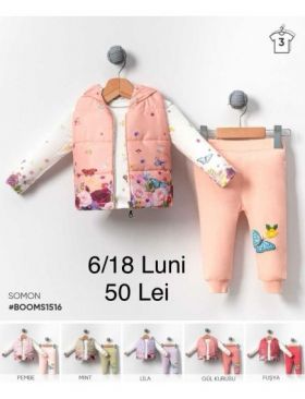 Compleu vatuit Engros pentru bebelusi, 3 piese, cu model