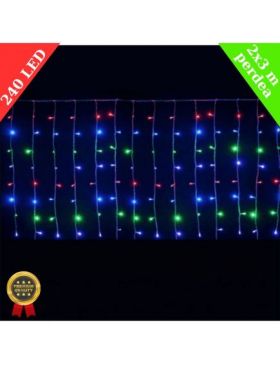 Instalație de Crăciun Engros, tip perdea, Multicoloră Interconectabilă, 2 x 3 m, 240 LED