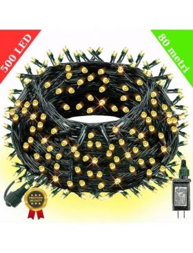 Instalație de Crăciun Engros, Tip ROLĂ, Alb cald, 80 m, 500 LED, V8 LED, Liniară