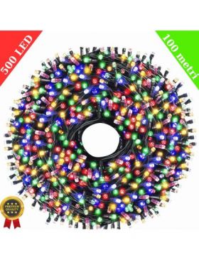 Instalație de Crăciun Engros, Tip ROLĂ, Multicoloră, 100 m, 500 LED, V8 LED, Liniară