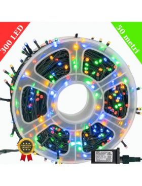 Instalație de Crăciun Engros, Tip ROLĂ, Multicoloră, 50 m, 300 LED, V8 LED, Liniară