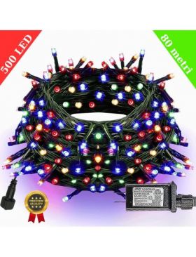 Instalație de Crăciun Engros, Tip ROLĂ, Multicoloră, 80 m, 500 LED, V8 LED, Liniară