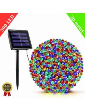 Instalație solara de Crăciun Engros, Tip ROLĂ, Multicolora, 30 m, 300 LED