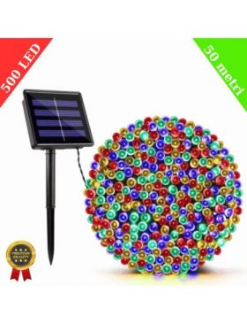 Instalație solara de Crăciun Engros, Tip ROLĂ, Multicolora, 50 m, 500 LED