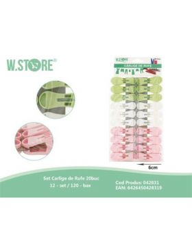 Set 20 de carlige de rufe, din plastic, 6cm, en-gros