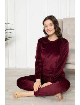 PIJAMA DAMA BAKI CATIFEA 2059 BORDO ENGROS