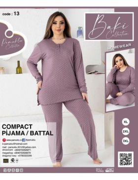 Pijamale Dama Battal Compact Penye Baki 13 Engros