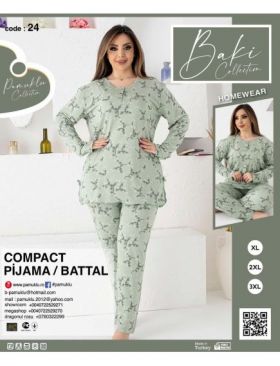 Pijamale Dama Battal Compact Penye Baki 24 Engros