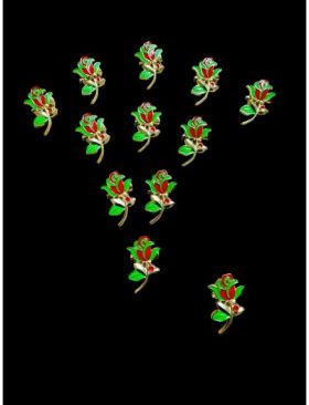 Set 12 Brose mici 3.5cm, Trandafir, model 2024, en-gros