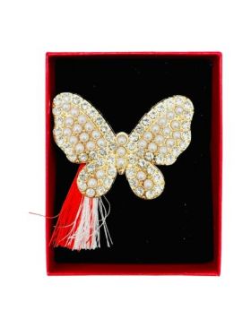 Brosa En-gros Fluturas Stilizat, marime mare, ambalata in cutie rosie, 8.5×6.5×2.5cm