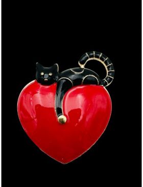 Brosa Martisor En-gros, marime mare, Cat Love, editie 2024, 6×5cm