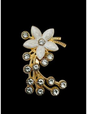 Brosa Martisor marime mare, Floare cu Strasuri, editie 2024, 6×5cm, en-gros