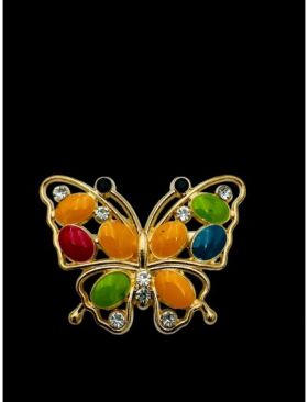 Brosa Martisor marime mare, Fluture cu strasuri multicolor, editie 2024, 6×5cm, en-gros