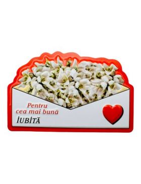 Magnet En-gros, Aranjament cu Ghiocei " Pentru cea mai buna IUBITA" 10×7cm