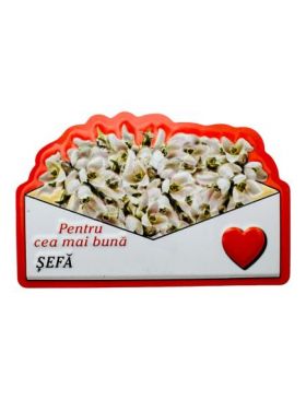 Magnet En-gros, Aranjament cu Ghiocei " Pentru cea mai buna SEFA" 10×7cm