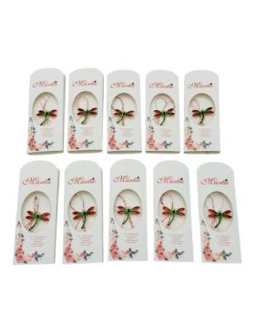 Set 20 Brose Martisor, ambalaj specific, Libelula Rosie, model 2024, 14×5cm, en-gros