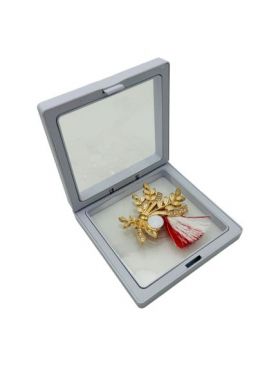 Brosa Martisor En-gros, Aranjament Floral in cutie cu expunere 3D, 8.5×8.5×2cm