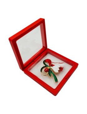 Brosa Martisor En-gros, Ghiocel cu Buburuza in cutie cu expunere 3D, 8.5×8.5×2cm