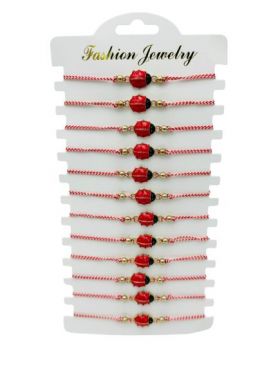 Set En-gros 12 Bratari Martisor Buburuza Norocoasa, snur reglabil