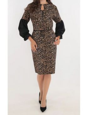 Rochie animal print si maneci negre engros