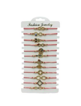 Set 12 Bratari Martisor En-gros, modele diferite, aurii, snur reglabil