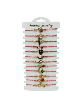 Set 12 Bratari Martisor En-gros, modele diferite, aurii, snur reglabil