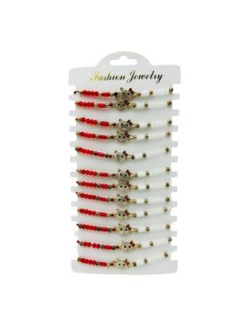 Set 12 Bratari Martisor En-gros, Pisicuta Dragalasa, snur reglabil, cu margele
