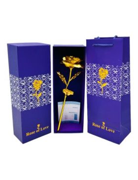 Trandafir Auriu En-gros, ambalat in cutie si punga de cadou deosebite, Rose of Love, 26.5×10×6.5cm