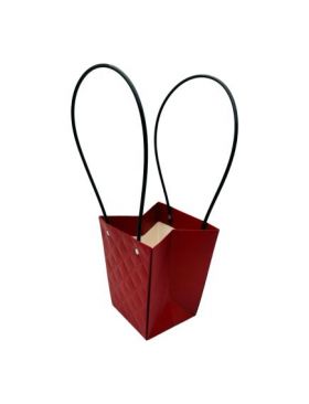 Poseta En-gros pentru Aranjament Floral, cu manere, 12.5×12×12cm, Rosu Inchis